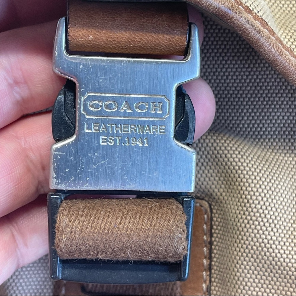 COACH Canvas Messenger Bag with Leather Trim - Picture 2 of 16